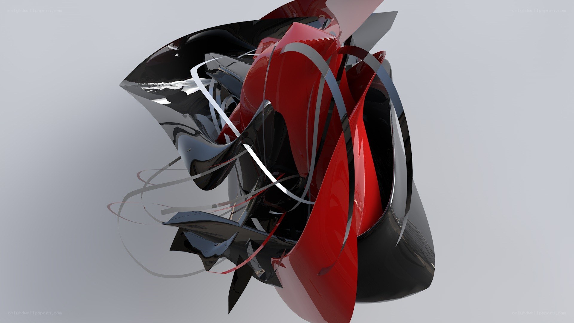 Abstract red and black sculpture