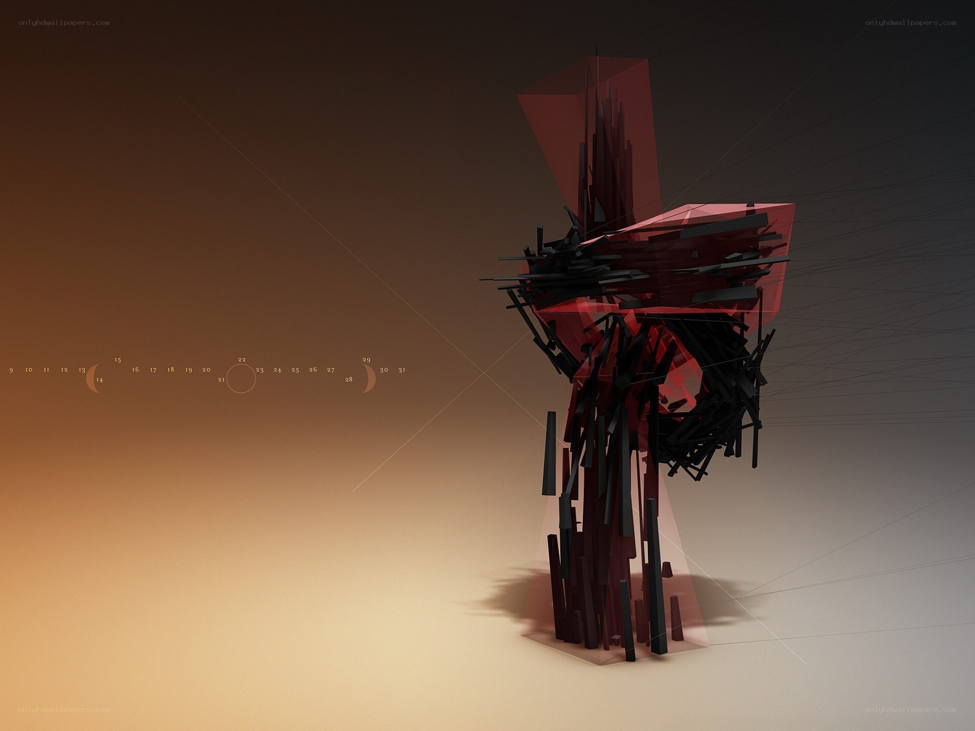 Abstract red and black sculpture
