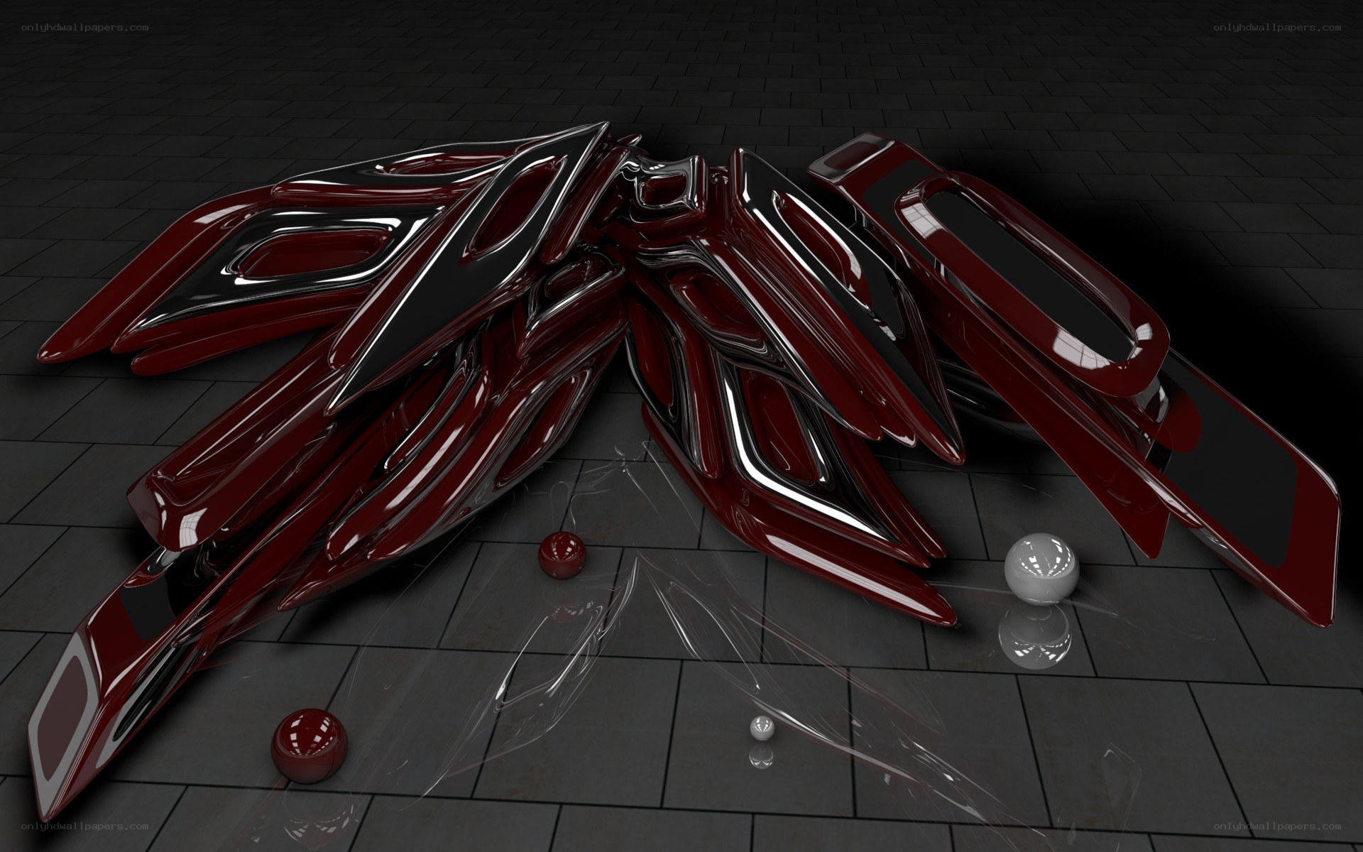 abstract red and black sculpture