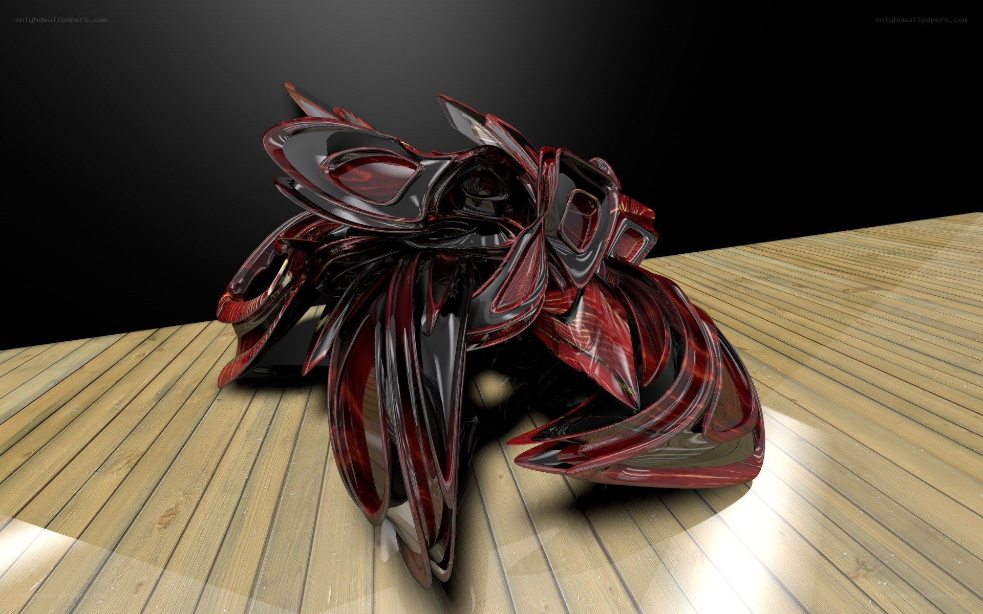Abstract red and black sculpture