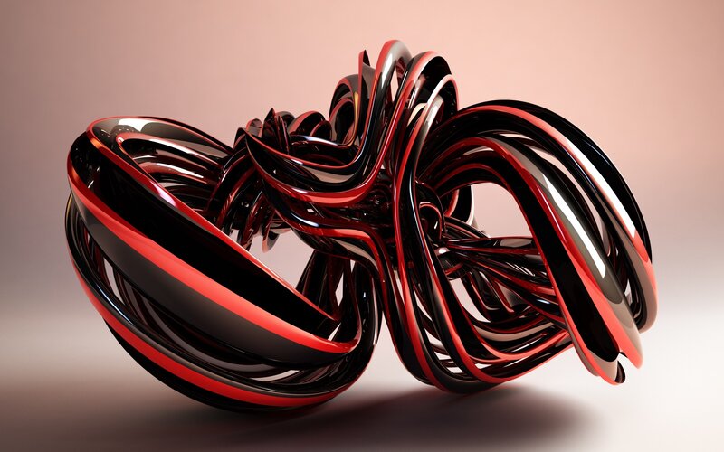 Abstract red and black sculpture