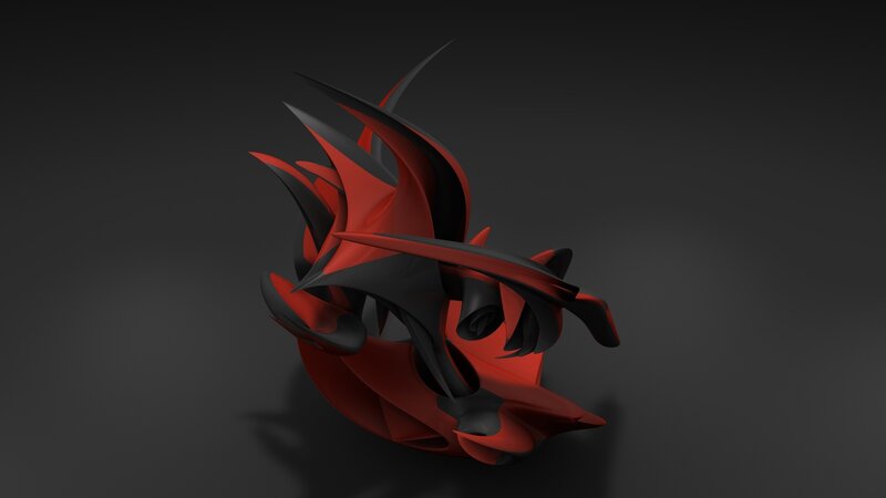 abstract red and black sculpture