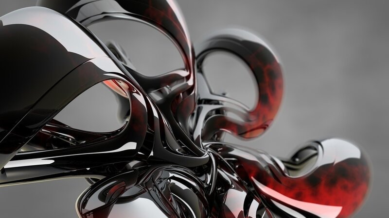 Abstract Red and Black Sculpture — Sleek