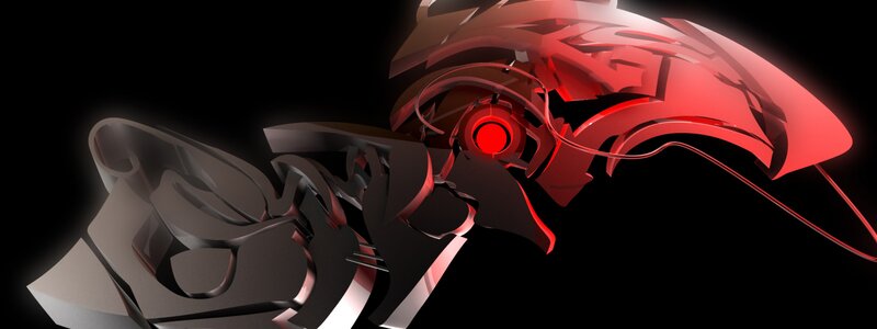 Abstract Red and Black Shapes — Dark, 3d Render