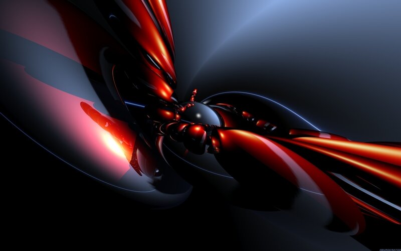 Abstract Red and Black Shapes — Dramatic, Digital Art