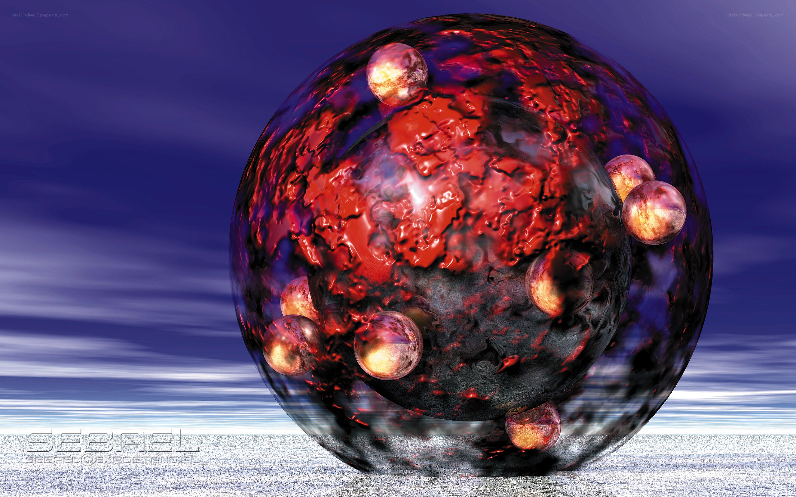Abstract red and black sphere