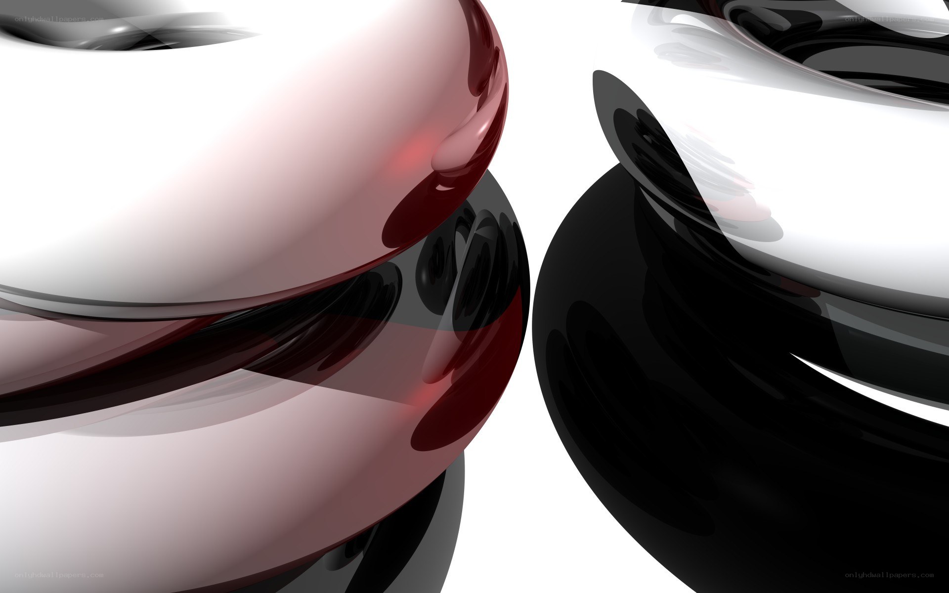 Abstract red and black spheres