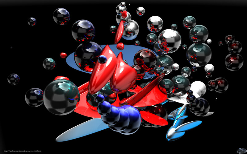Abstract red and black spheres