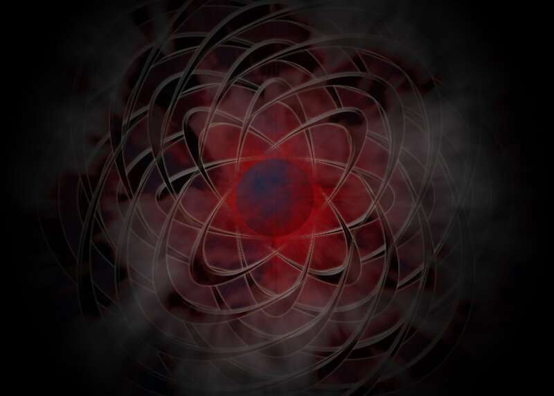 Abstract red and black spiral design