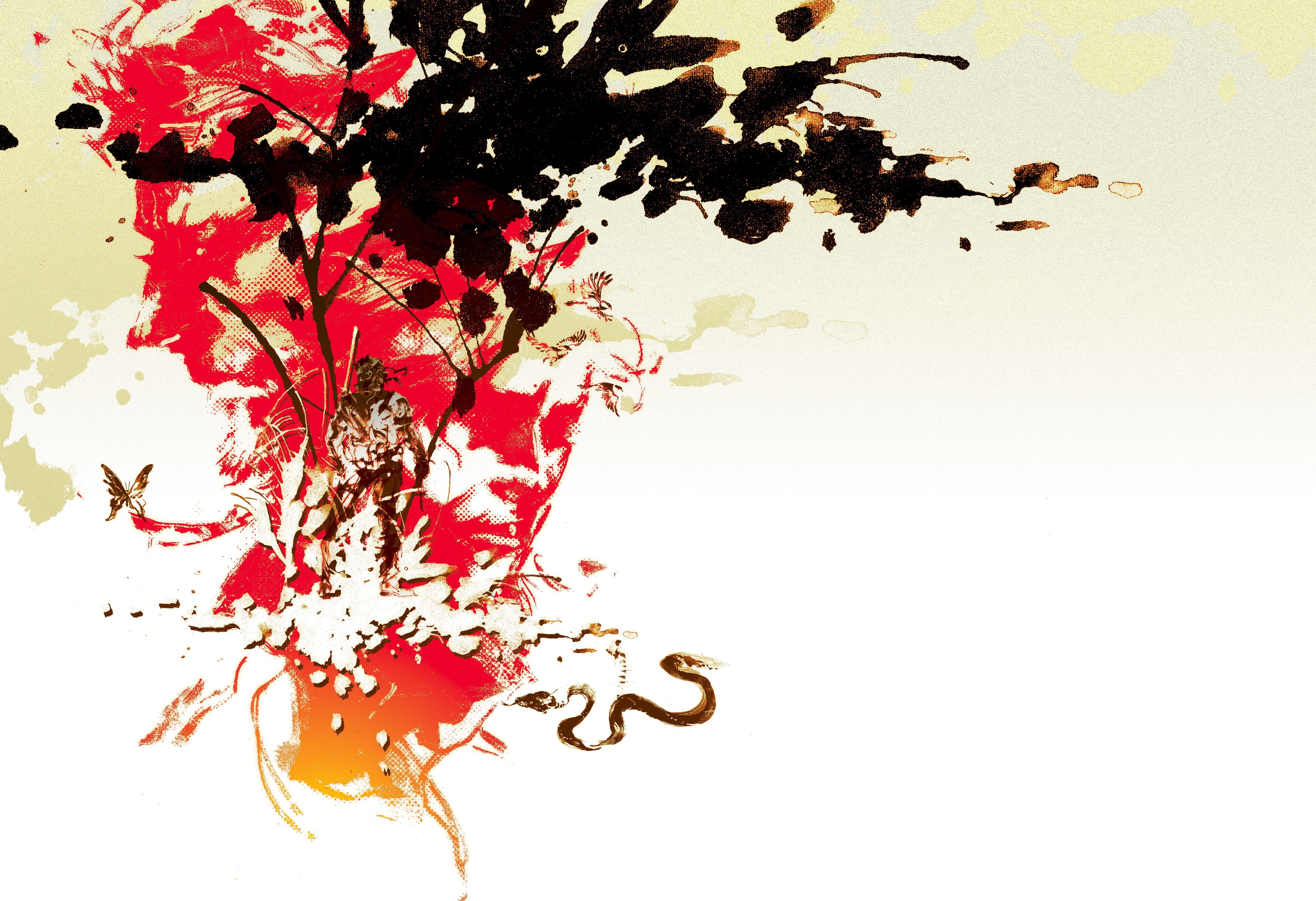 abstract red and black splatter art