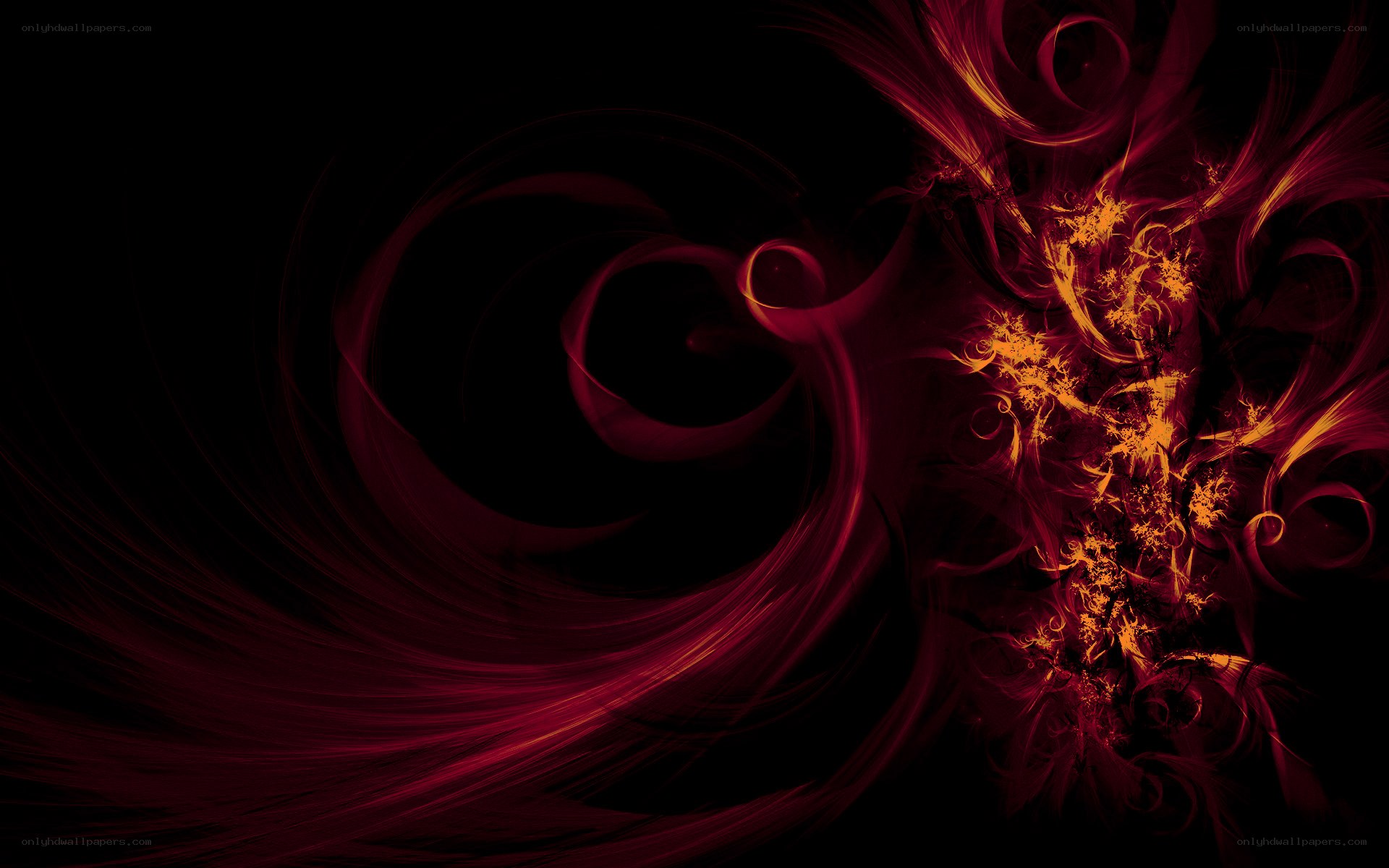 Abstract red and black swirls