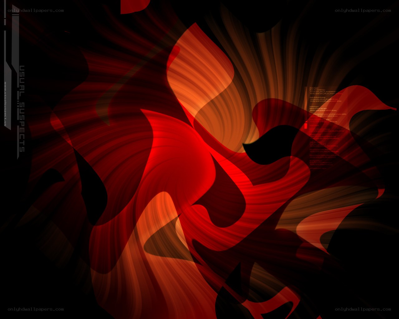 Abstract red and black swirls