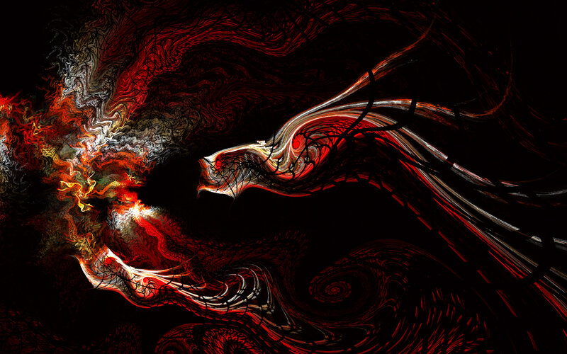 Abstract Red and Black Swirls — Dramatic, Digital Art, Fire