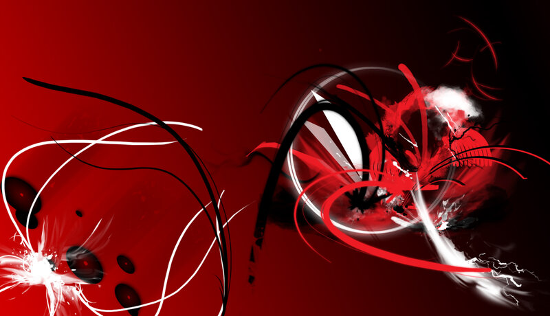 Abstract Red and Black Swirls — Dramatic, Digital Art, Splatters