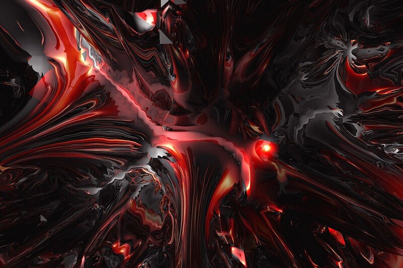 Abstract Red and Black Swirls — Dramatic, Digital Art