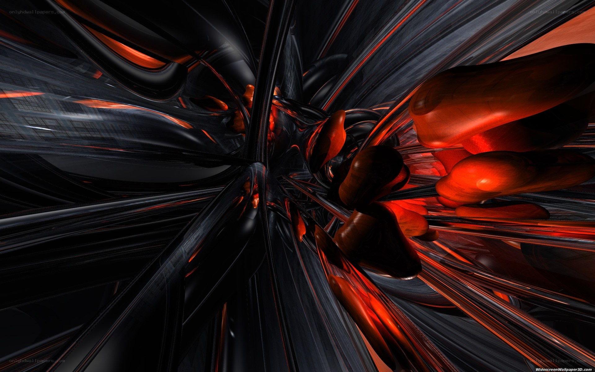Abstract red and black tunnel