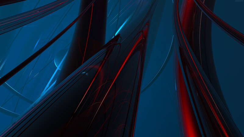 Abstract Red and Blue Curves — Dramatic