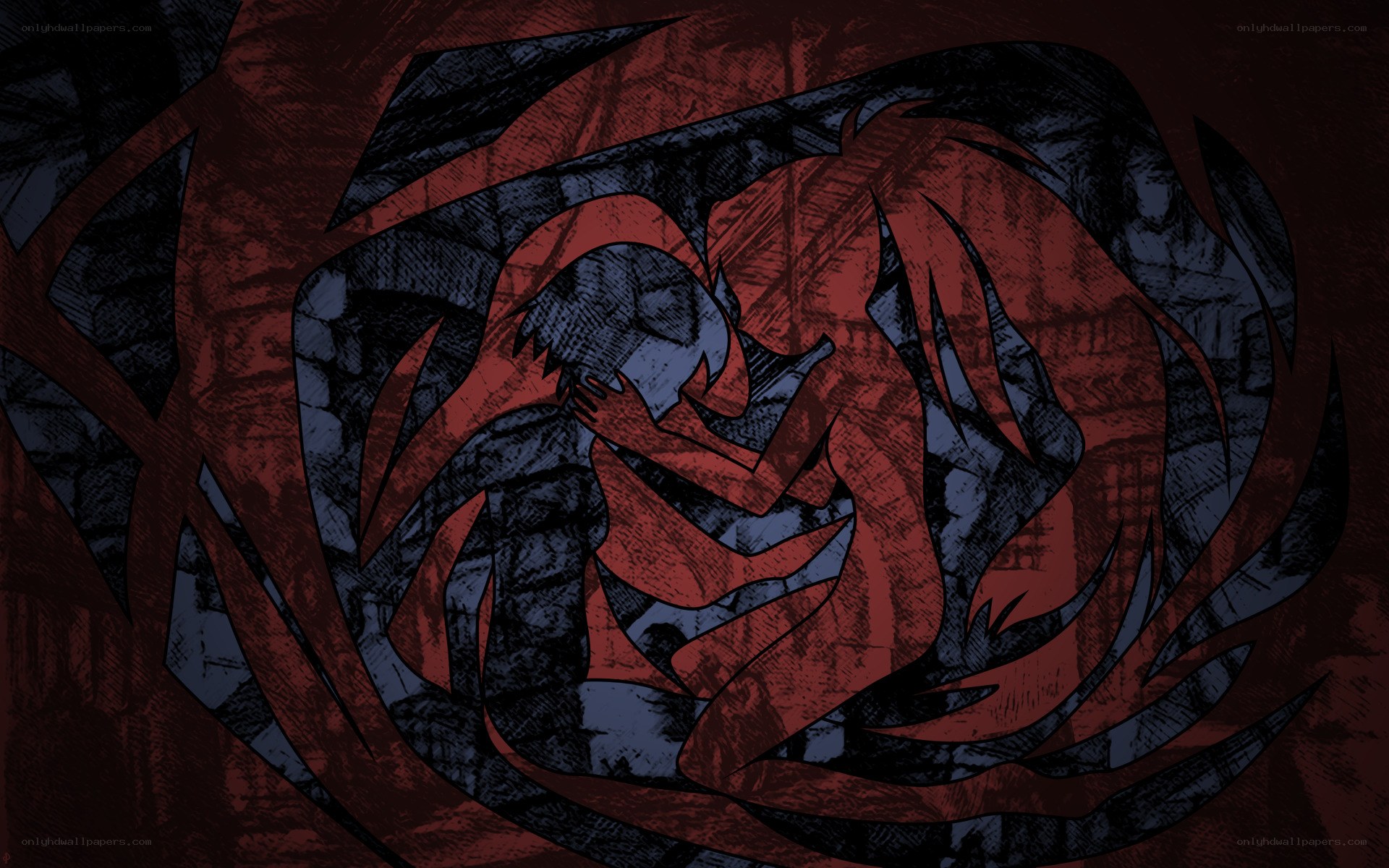 abstract red and blue figure