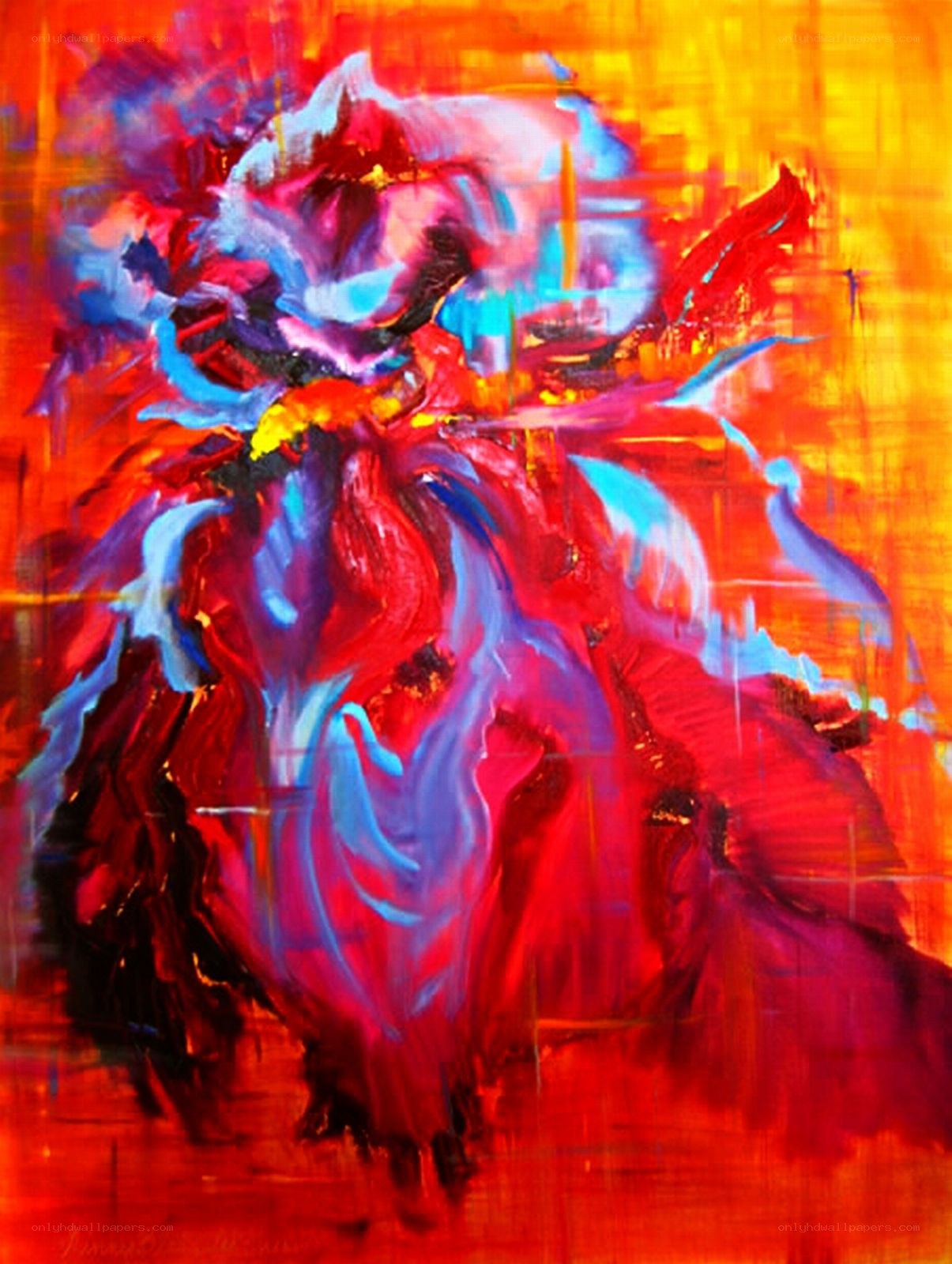 Abstract red and blue figure