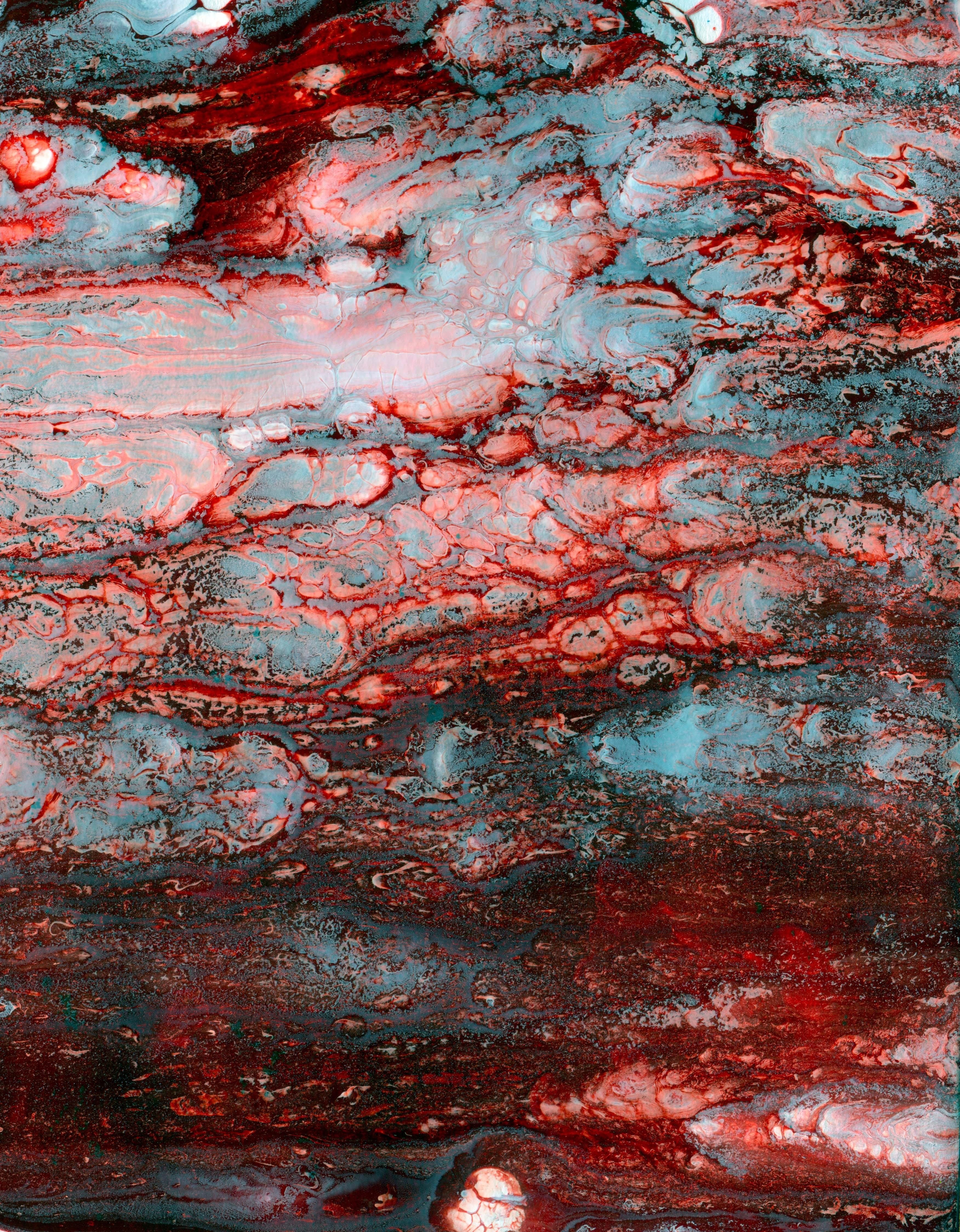 Abstract red and blue fluid art