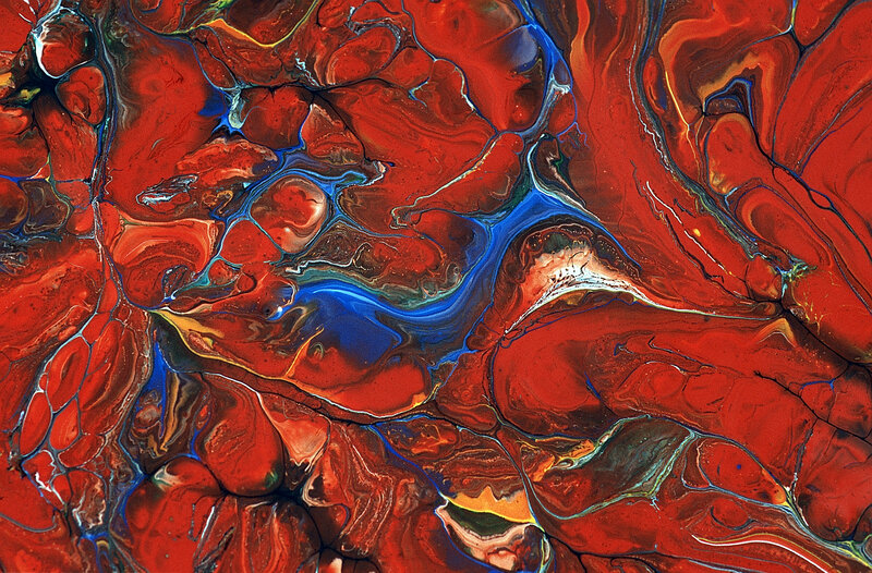 Abstract red and blue fluid art