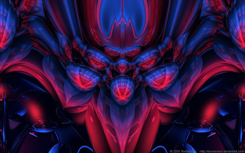 Abstract red and blue fractal art