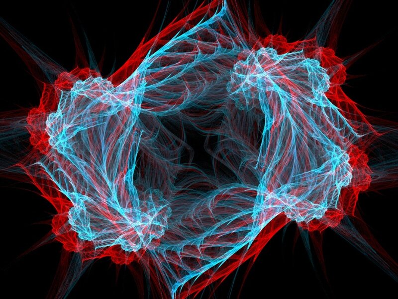 Abstract red and blue fractal pattern