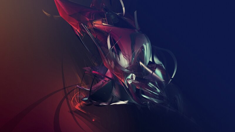 Abstract Red and Blue Shapes — Dramatic, Digital Art