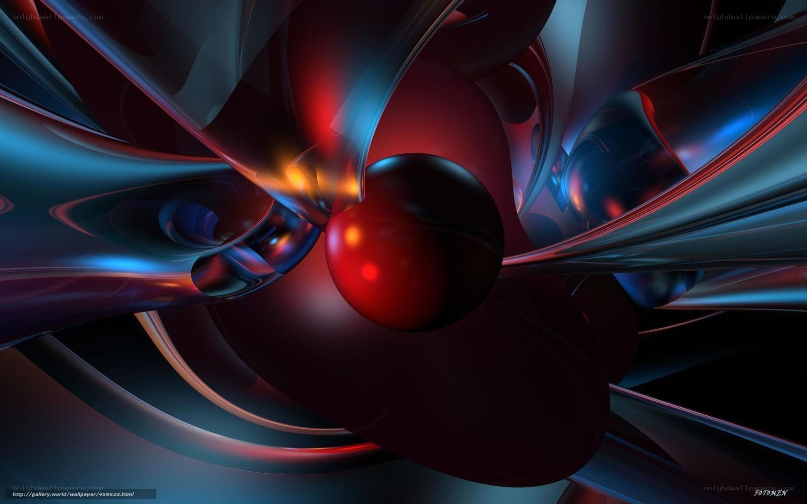 Abstract red and blue spheres