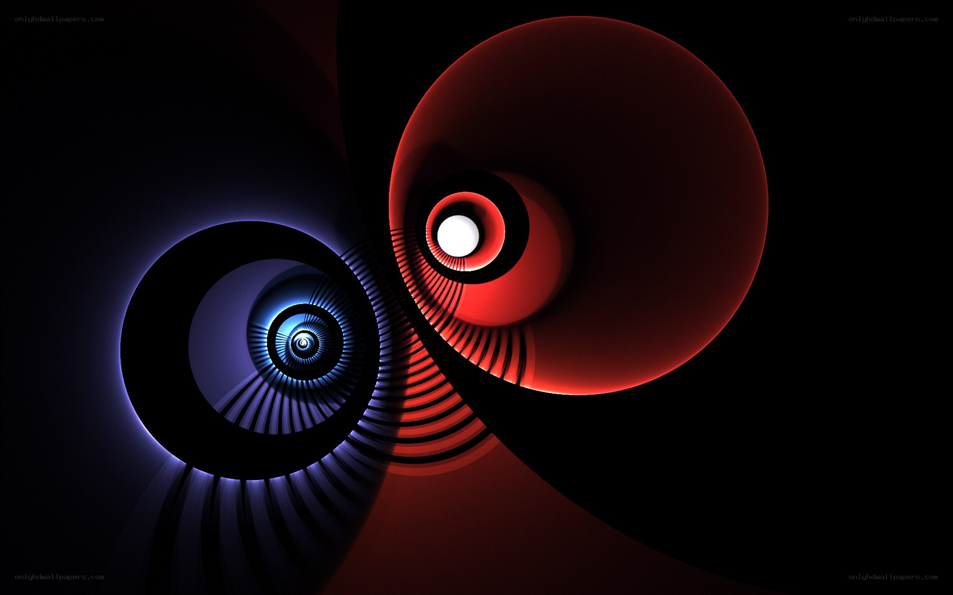 Abstract red and blue spiral design