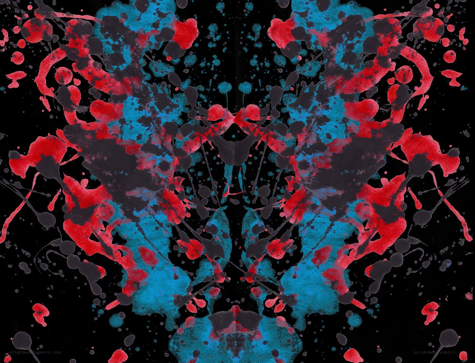 Abstract red and blue splatter art