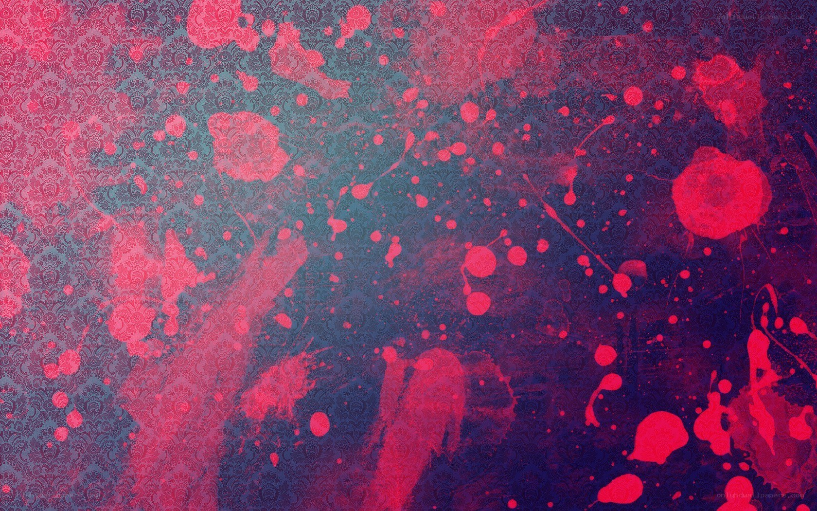 abstract red and blue splatter art
