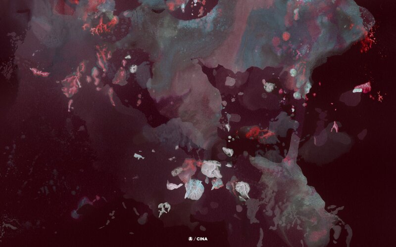 Abstract Red and Blue Splatters — Chaotic