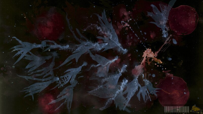 abstract red and blue splatters