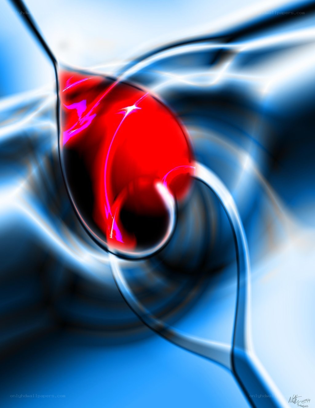Abstract red and blue swirl