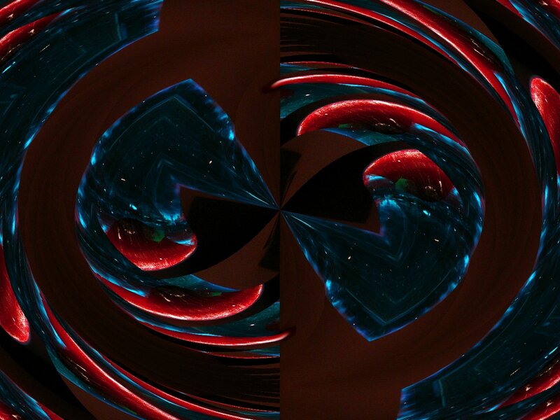 Abstract Red and Blue Swirls — Dramatic, Digital Art, Reflection