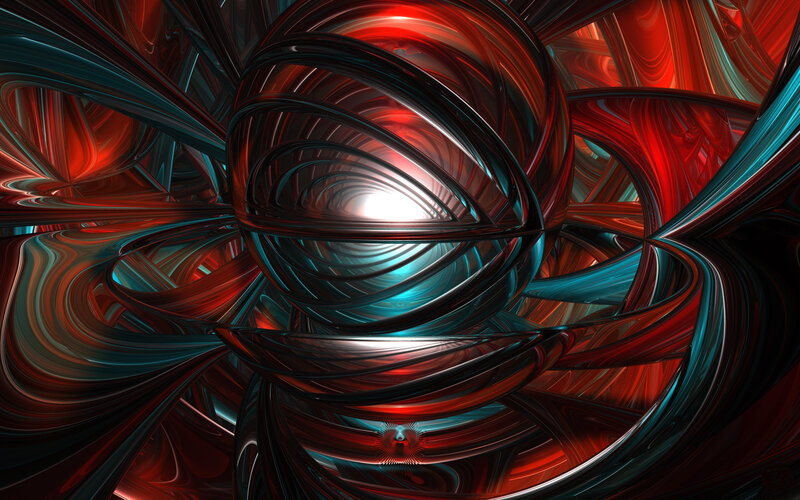 Abstract Red and Blue Swirls — Dramatic