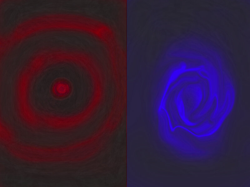 Abstract Red and Blue Swirls — Mystical