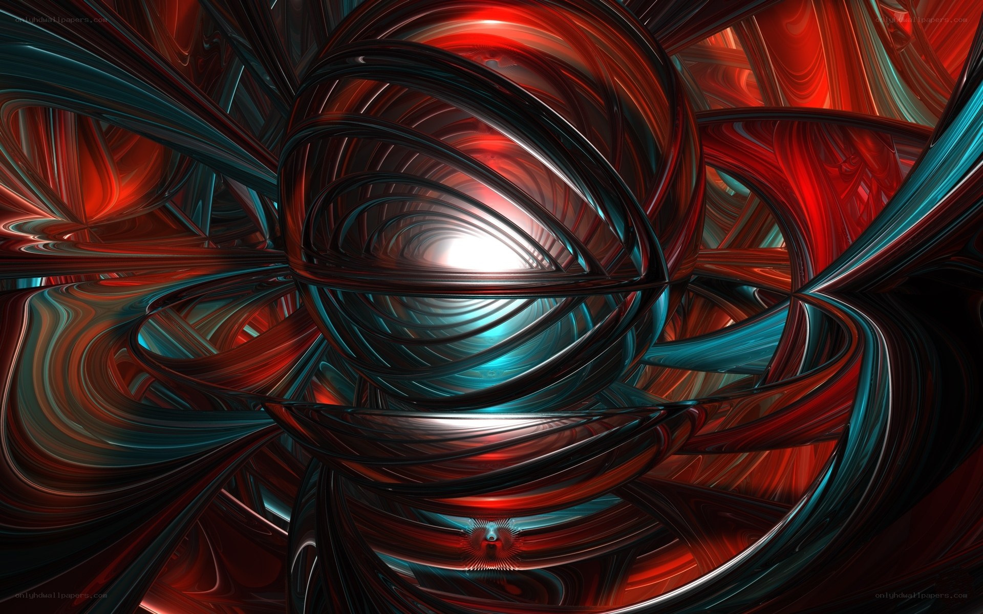 Abstract red and blue swirls