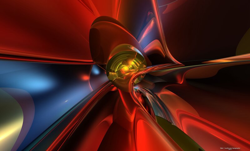 Abstract Red and Blue Tunnel — Dramatic