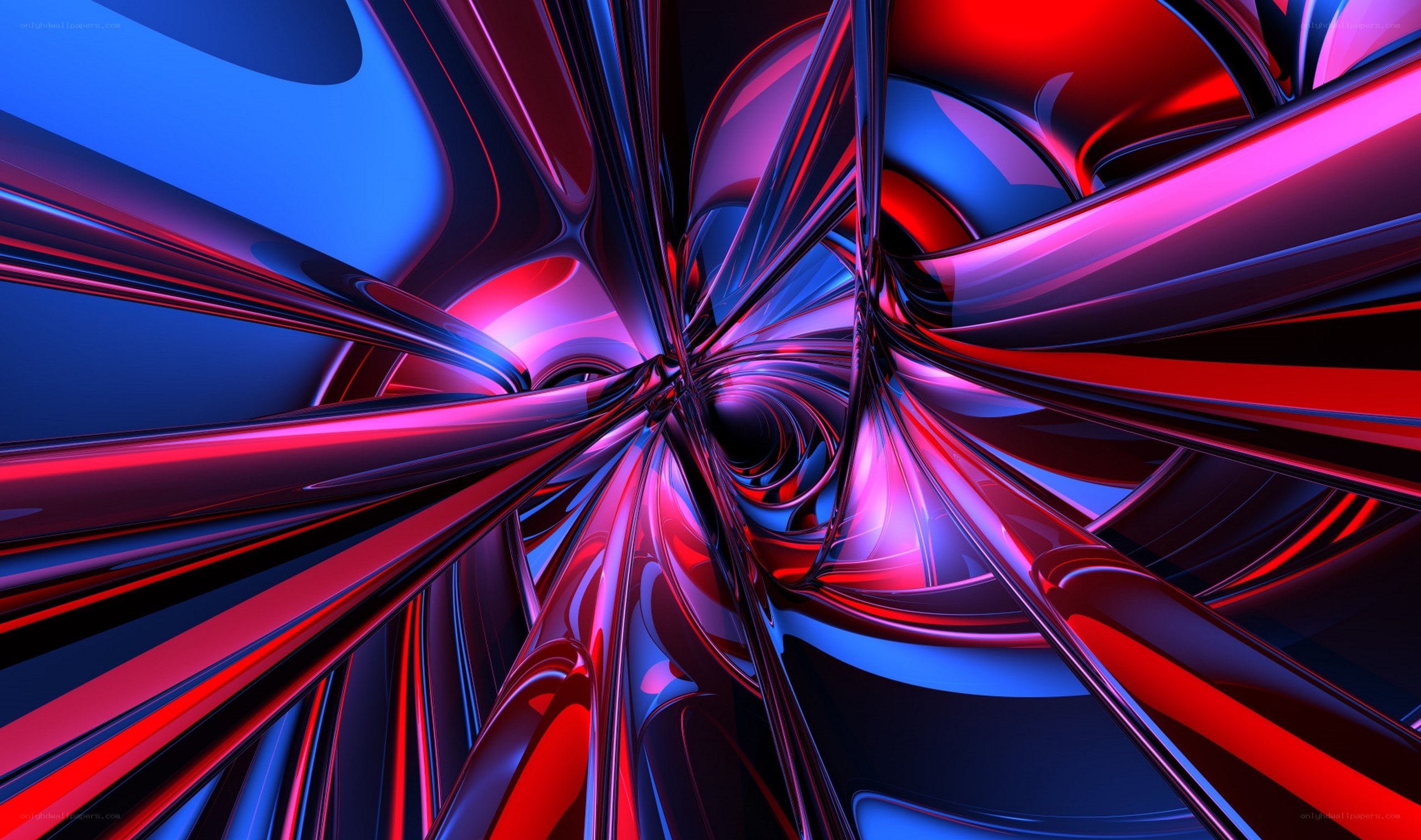 Abstract red and blue tunnel