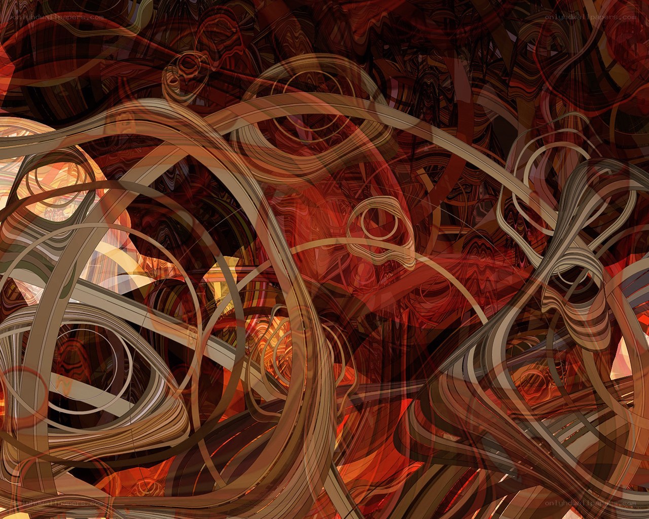 Abstract red and brown swirls