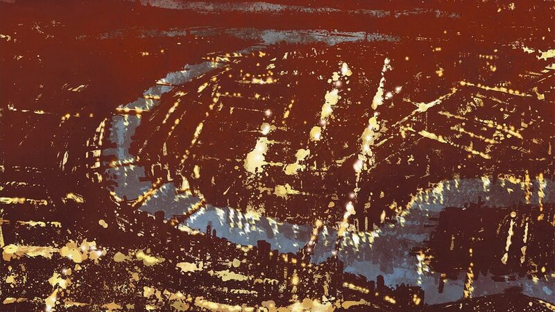 abstract red and gold artwork