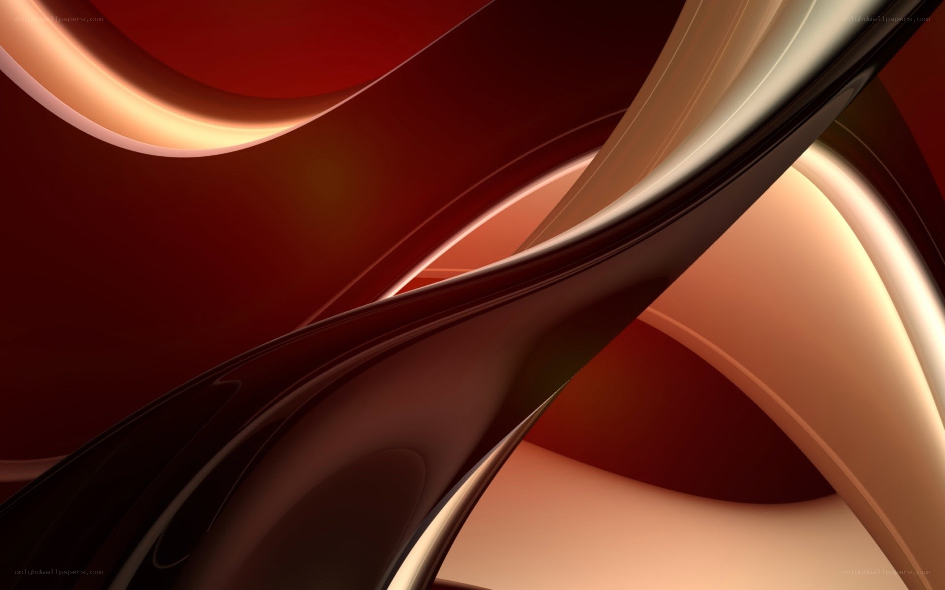 Abstract red and gold curves