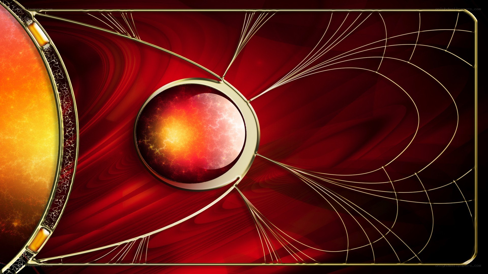 Abstract red and gold design