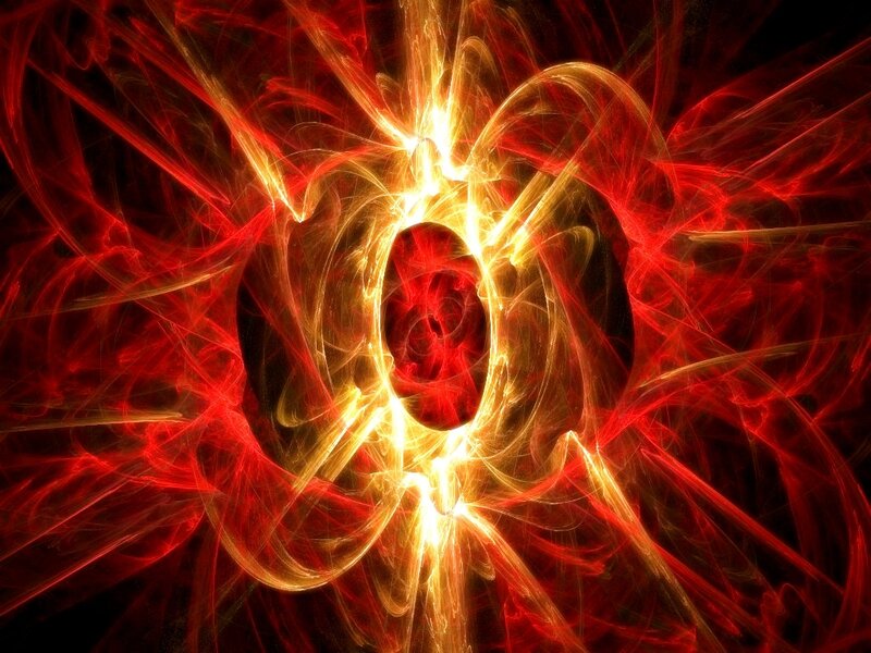Abstract red and gold energy vortex