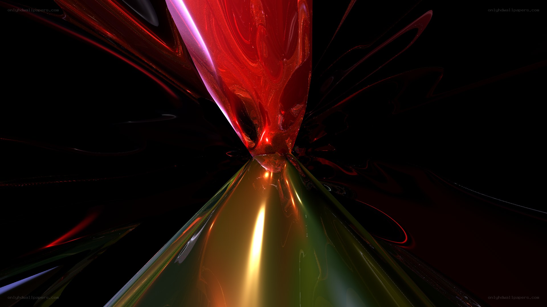Abstract red and gold fluid art