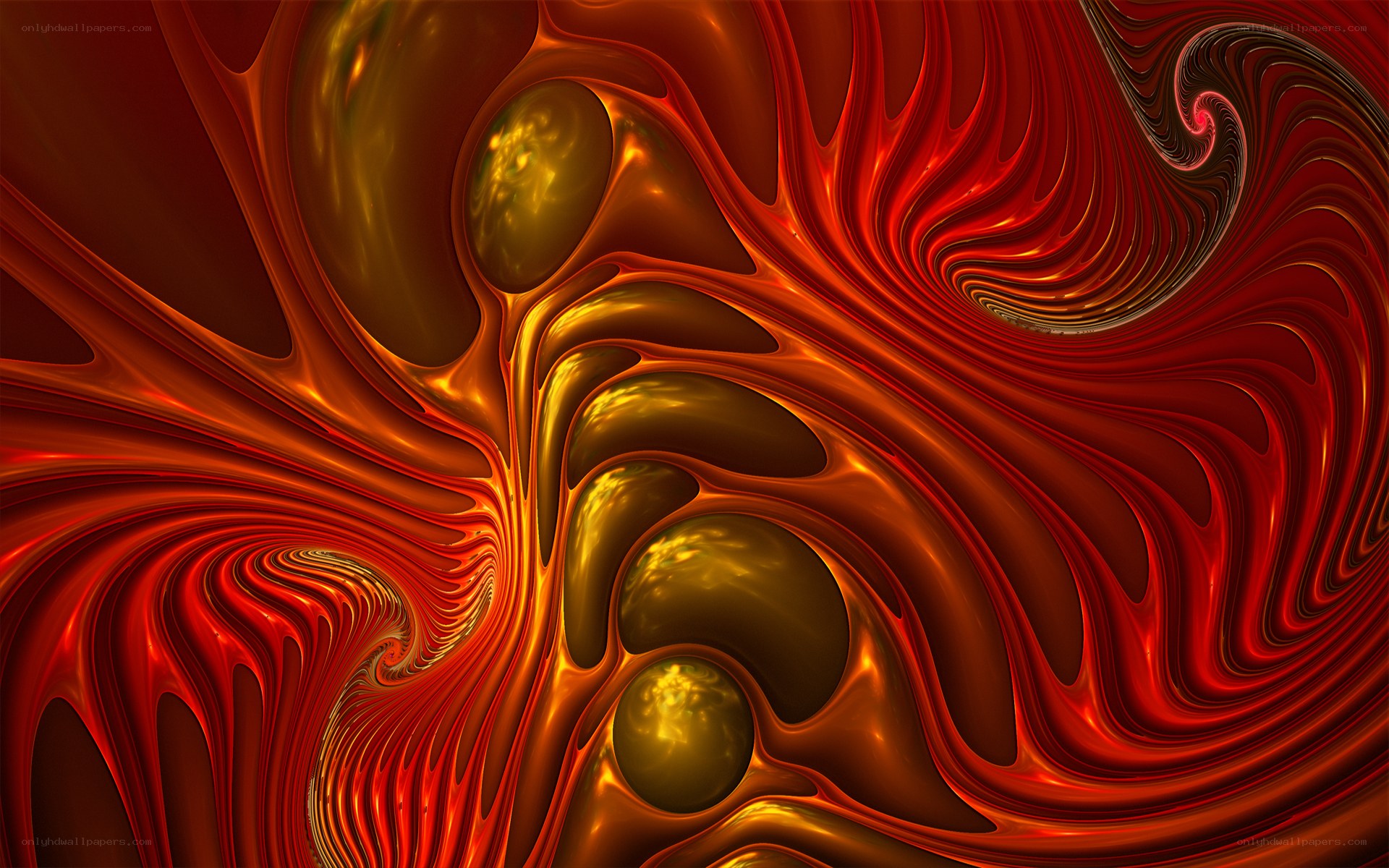Abstract red and gold fluid art