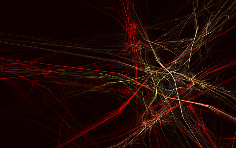 Abstract red and gold lines