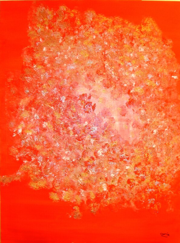 abstract red and gold painting